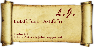Lukácsi Jolán névjegykártya
