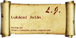 Lukácsi Jolán névjegykártya